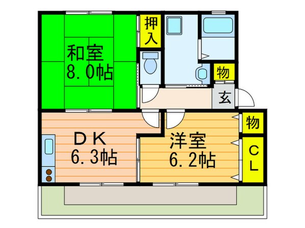 プランド－ル南楠葉Ｂ棟の物件間取画像